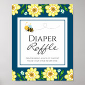 Kute bee Baby shower Diaper Raffle Party Sign Poster (Voorkant)