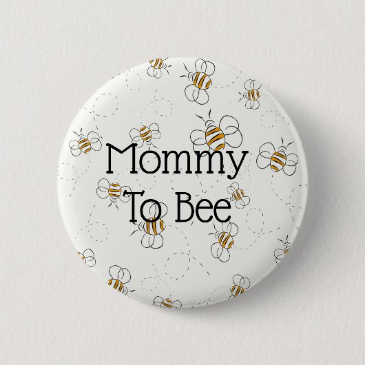 Kute bee patroonmammie om Baby shower Button te wo (Voorkant)