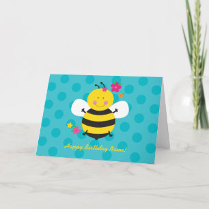 Kute bee Personalized Birthday Wenskaart Kaart