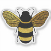 KUTE BEE SHINY YELLOW GOLD BLACK BUMBLEBEE CONTOUR STICKER (Voorkant)