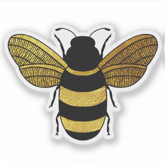 KUTE BEE SHINY YELLOW GOLD BLACK BUMBLEBEE CONTOUR STICKER (Voorkant)
