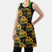 Kute Bee Sunflower Black Chef Womens Schort (Insitu)