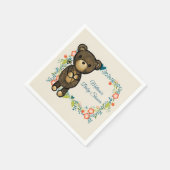 Kute Beer en Floral Wreated Baby shower Servetten (Hoek)