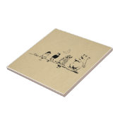 Kute Beer en vogels die zingen op de moonkunst Tegeltje (Zijkant)