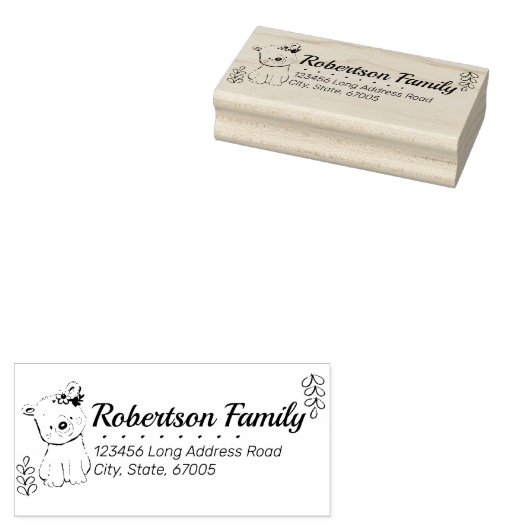 Kute Beer en wijnstokken Return Address Rubberstempel (Gestempeld)