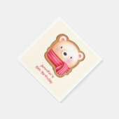 Kute Beer Face in een Red Scarf Birthday Servet (Hoek)