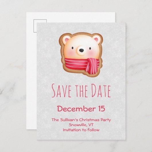 Kute Beer Face met Rosy Cheeks Save the Date Uitnodiging Briefkaart (Voorkant / Achterkant)