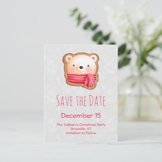 Kute Beer Face met Rosy Cheeks Save the Date Uitnodiging Briefkaart (Staand voorkant)