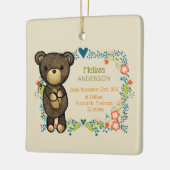 Kute Beer & Floral Wreated Baby Birth Keramisch Ornament (Links)