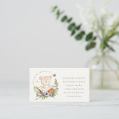 Kute Beer Flower Basket Green Display Baby shower Informatiekaartje (Staand voorkant)