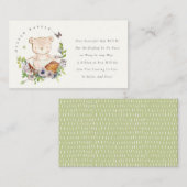 Kute Beer Flower Basket Green Display Baby shower Informatiekaartje (Voorkant / Achterkant)