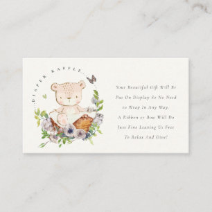 Kute Beer Flower Basket Green Display Baby shower Informatiekaartje