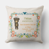 Kute Beer, gele bloem en baarmoeder Kussen (Voorkant)