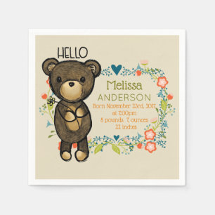 Kute Beer, gele bloem en baarmoeder Servetten