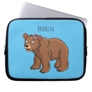 Kute beer met afbeelding van de cartoon van de blo laptop sleeve