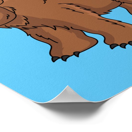 Kute beer met afbeelding van de cartoon van de blo poster (Hoek)