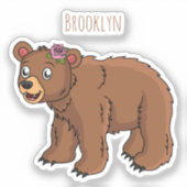 Kute beer met afbeelding van de cartoon van de blo sticker (Voorkant)