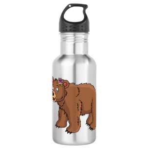Kute beer met afbeelding van de cartoon van de blo waterfles