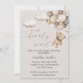 Kute Beer met Baby shower-uitnodigingen voor ballo Kaart (Voorkant)