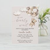 Kute Beer met Baby shower-uitnodigingen voor ballo Kaart (Staand voorkant)