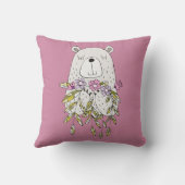 Kute Beer met bloemen Sierkussen (Achterkant)
