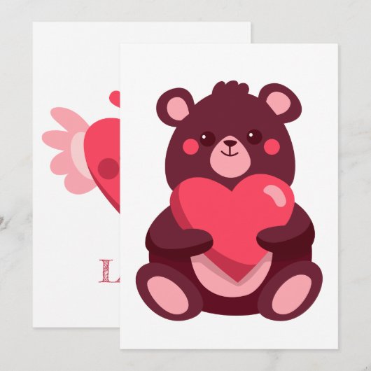 Kute Beer met hart Bedankkaart (Voorkant / Achterkant)