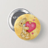 Kute Beer met hart Ronde Button 5,7 Cm (Voorkant /achterkant)
