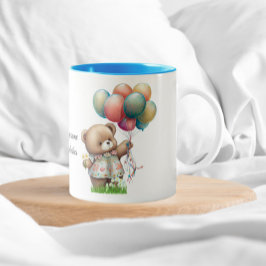Kute Beer met luchtballonnen met goede virussen Tweekleurige Koffiemok