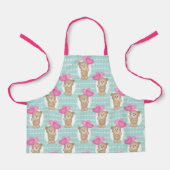 Kute Beer met roze harten | Kind Youth Baker Schort (Voorkant)