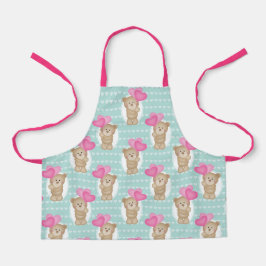 Kute Beer met roze harten | Kind Youth Baker Schort