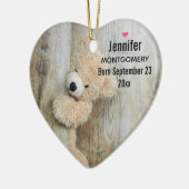 Kute Beer Rustic Baby geboortedatum Keramisch Ornament (Links)