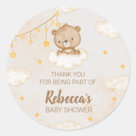 Kute Beer We kunnen het Baby shower afwachten Dank Ronde Sticker