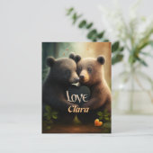 Kute beren die verliefd worden briefkaart (Staand voorkant)