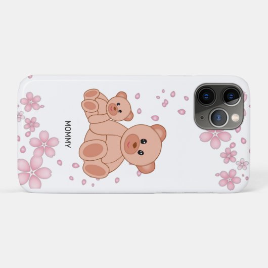 Kute Beren en roze bloemen Case-Mate iPhone Case (Achterkant (horizontaal))