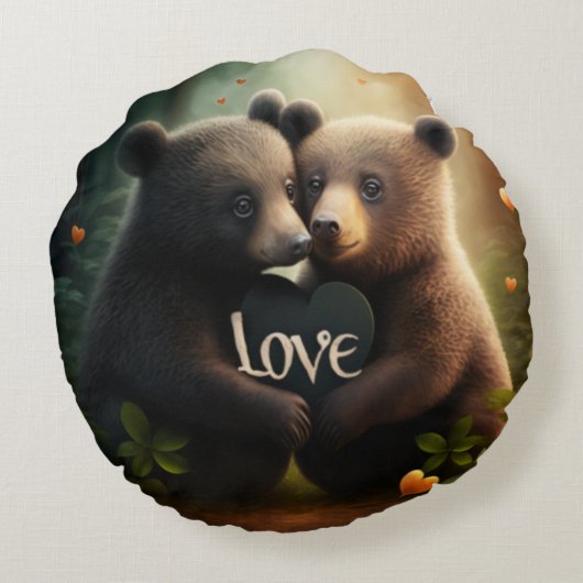 Kute beren in liefdeshuggings rond kussen (Achterkant)