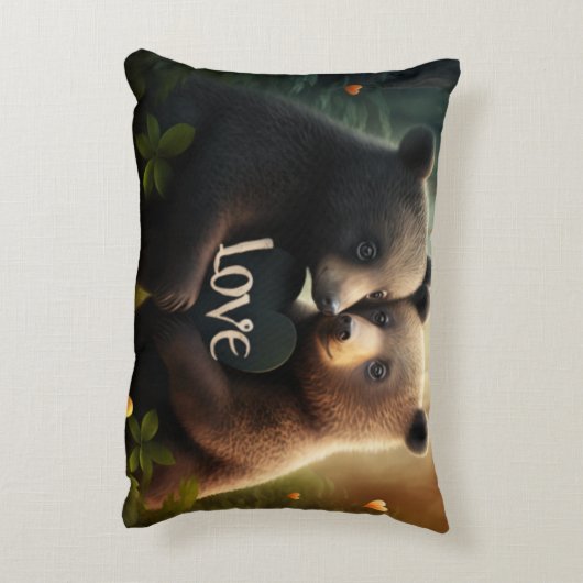 Kute beren in liefdesomhelzing accent kussen (Achterkant (Verticaal))