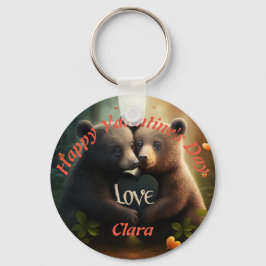Kute beren in liefdesomhelzing sleutelhanger