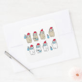 Kute beren met kerstmaskers voor petten vierkante sticker (Envelop)