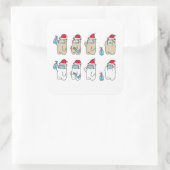 Kute beren met kerstmaskers voor petten vierkante sticker (Tas)