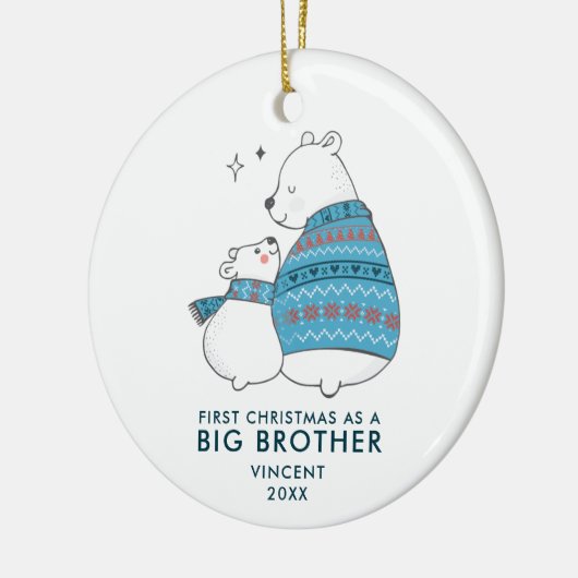 Kute Beren Persoonlijke Eerste Pasen als Big Broth Keramisch Ornament (Links)