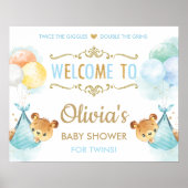 Kute Beren Twins Baby Boys Shoys Welkomstbord Poster (Voorkant)