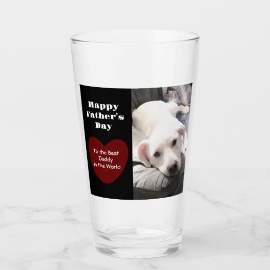 Kute Best Pap Ever Puppy Dog Red Heart One Foto Glas (Voorkant)