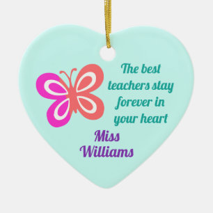 Kute Best Teacher Appreciing Butterfly Quote Keramisch Ornament