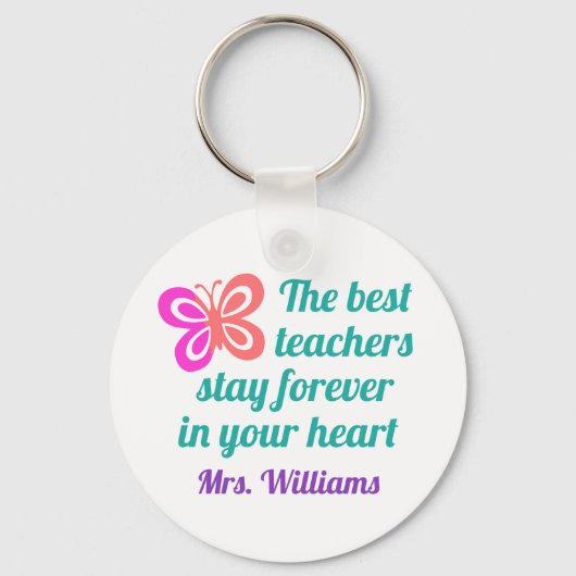 Kute Best Teacher Appreciing Butterfly Quote Sleutelhanger (Voorkant)