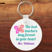 Kute Best Teacher Appreciing Butterfly Quote Sleutelhanger (Achterkant)