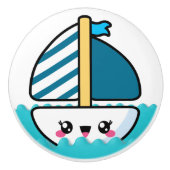 Kute beugel-zeilboot keramische knop (Voorkant)