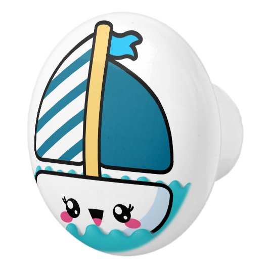 Kute beugel-zeilboot keramische knop (Rechts)