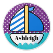 Kute beugel-zeilboot keramische knop (Voorkant)