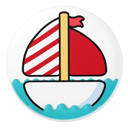 Kute beugel-zeilboot keramische knop (Voorkant)