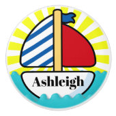 Kute beugel-zeilboot keramische knop (Voorkant)